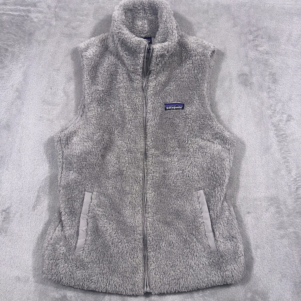 Patagonia Los Gatos Fleece Vest Womens Medium Gray Full Zip High Pile Pocket